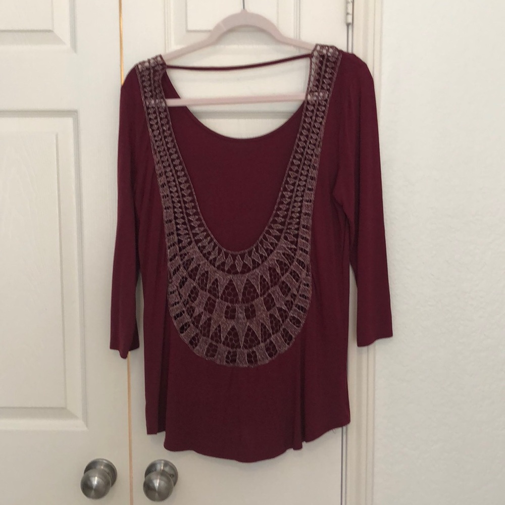 Burgundy open back tunic